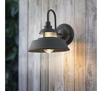 PLMNBQWE Lampada da Parete, Lanterna Esterna, Lampada da Esterno, Applique Industriale Impermeabile con Paralume in Vetro Trasparente, Supporto per Illuminazione da Portico Nero Opaco