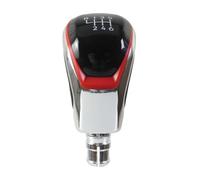 PLMNHSS Leva cambio dell'auto Per Golf 8 Pomello Del Cambio Manuale | Leva del cambio in pelle da 12 mm a 5 velocità a 6 velocità, cambia testa Car Styling(Silver-Red 6Speed)