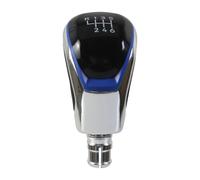PLMNHSS Leva cambio dell'auto Per Golf 8 Pomello Del Cambio Manuale | Leva del cambio in pelle da 12 mm a 5 velocità a 6 velocità, cambia testa Car Styling(Silver-Blue 6Speed)