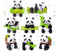 PLNVNVP 8Pcs Panda Figurine, Panda Mini Figure, Panda Cake Topper, Panda Decorazioni per Torta, Topper per Torta con Panda Animali per Feste di Compleanno Bambini