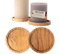 Plogis Vassoio per candele - Set di 2 sottobicchieri in acacia per candele fino a 8 cm di diametro/sottobicchieri in legno rotondi per candele cilindriche, candele battesimali, piatti sottobicchieri