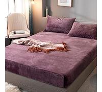 Plohed Foglio Letto in Forma fitta in Velluto a Velluto Copertura Francese per Letto di Velluto Non Slip a Materasso Fisso protettore di Velluto in Velluto Foglio-Pean_Paste_Pink_120*200cm+30 cm
