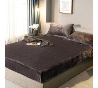 Plohed Foglio Letto in Forma fitta in Velluto in Velluto Copertura da Letto di Velluto Francese per Materasso Non Slip protettore Corallo Foglio di Velluto Foglio-Silver_Grey_150*200 cm+30 cm (1pc)