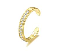 PLOMFOV Anelli da piede in oro 14 carati riempiti in oro per le donne, anelli per dita dei piedi regolabili, non si ossidano, anello da piede in vero oro 14 carati, Ottone, Nessuna pietra preziosa