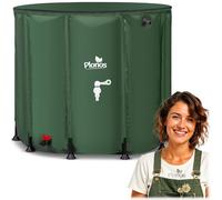 Plonos Barile per l'acqua piovana da 650 l con valvola di scarico 85 x 100 cm, verde