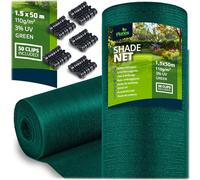 Plonos Rete ombreggiante - Parasole - Peso - 110 g/m² - Superficie 75 m² - 1,5x50 m Verde