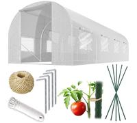 Plonos Serra a tunnel con telaio in acciaio, set con supporto per piante, 2,5 x 4 x 2 m, 10 m², colore bianco