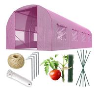 Plonos Serra a tunnel con telaio in acciaio, set con supporto per piante, 2,5 x 4 x 2 m, 10 m², rosa