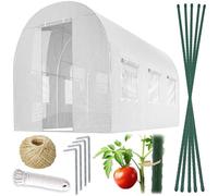 Plonos Serra a tunnel con telaio in acciaio Set con supporto per piante, 2 x 3,5 x 2 m, 7 m2, bianco