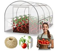 Plonos Serra a tunnel con telaio in acciaio Set con supporto per piante, 2 x 3,5 x 2 m, 7 m2, bianco