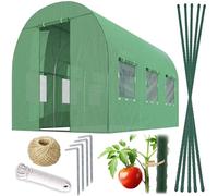 Plonos Serra a tunnel con telaio in acciaio Set con supporto per piante, 2 x 3,5 x 2 m, 7 m2, verde