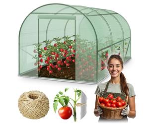 Plonos Serra a tunnel con telaio in acciaio Set con supporto per piante, 2 x 3,5 x 2 m, 7 m2, verde