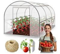 Plonos Serra a tunnel con telaio in acciaio Set con supporto per piante, 2 x 3 x 2 m, 6 m2, colore bianco