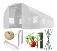 Plonos Serra a tunnel con telaio in acciaio Set con supporto per piante, 3 x 4,5 x 2 m, 13,5 m2, colore bianco
