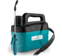 Plonos Spruzzatore a pressione a batteria da 5 l, spruzzatore a pressione con ugello regolabile, lancia da 52,5 cm e serbatoio in PE, spruzzatore da giardino per irrigazione e manutenzione