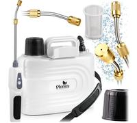 Plonos Spruzzatore a pressione a batteria da 5 l, spruzzatore da giardino con ugello in ottone regolabile, lancia da 77 cm e serbatoio in polietilene, per innaffiare, spruzzare e curare il giardino