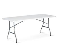 Plonos Tavolo da giardino, pieghevole, 180 x 74 cm, con maniglia, pieghevole, per feste, colore bianco