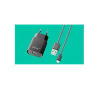 PLOOS - USB KIT ADAPTER 1A - Micro USB Caricabatterie da rete 1A con cavo Micro USB Nero