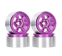PLOQAZEH Rc Pneumatici Set per Axial per SCX10 per Traxxas per TRX4 per D90 per Redcat per Gen8 1/10 4 Pezzi Cerchi in Metallo da 1,9" con Beadlock A 6 Razze Mozzi per Auto RC Crawler(Purple)