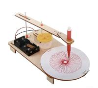 Plotter elettrico in legno creativo fai da te per bambini, modello robot da disegno automatico con movimento ellittico motorizzato, 22 x 12 x 9 cm, dimensioni assemblate, richiede 2 batterie AA