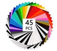 Plotter - Pellicola autoadesiva in vinile, 45 pezzi, 40 fogli per plotter autoadesivi, 30,5 x 30,5 cm, 28 colori, 5 pellicole di trasferimento con un raschietto per bricolage e lavori creativi