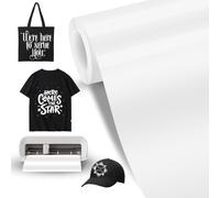 Plotterfolie Smart Iron On bianco per Cricut Joy Xtra, 24x200cm, pellicola per plotter in tessuto, vinile flessibile per trasferimento termico, pellicola per plotter in tessuto da stirare, senza