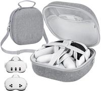 Plowaroe Mini borsa per Meta Quest 3 custodia rigida per occhiali VR 3 accessori Eva borsa portatile borsa da appendere Oculus Quest 3 accessori compatibile solo con cuffie e controller, grigio