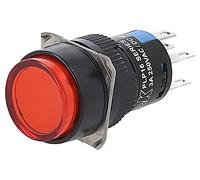 PLP16-24RD3-DE6 Interruttore: Pressione Pos: 2 5A/250VAC ON-ON rosso Pulsante...