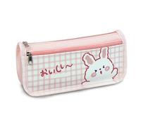 plplaaoo Case di matita di tela Design della griglia carina Design di grandi capacità borse a matita per la scuola per studente (Rosa)