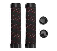 plplaaoo Ciclo impugnatura del manubrio set anti slip doppio bloccaggio PU comodo shock ergonomico Assorbimento della polvere leggera per mountain bike 22,2 mm 2 pacchetto (Nero con fondo rosso)