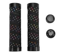 plplaaoo Ciclo impugnatura del manubrio set anti slip doppio bloccaggio PU comodo shock ergonomico Assorbimento della polvere leggera per mountain bike 22,2 mm 2 pacchetto (Nero con base a colori)