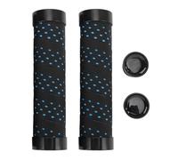 plplaaoo Ciclo impugnatura del manubrio set anti slip doppio bloccaggio PU comodo shock ergonomico Assorbimento della polvere leggera per mountain bike 22,2 mm 2 pacchetto (Nero con base blu)