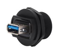 plplaaoo Connettore USB 3.0 doppio femmina Resistente all'acqua Trasferimento ad alta velocità Filettato Presa per pannello posteriore per comunicazioni industriali Alloggiamento PBT Rame
