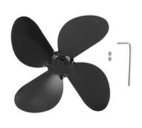 plplaaoo Kit set di 4 pale in lega di alluminio per pala della ventola della stufa con vite di ricambio per chiave esagonale per accessorio per la circolazione del calore del camino della (Nera)
