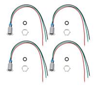 plplaaoo LED rotondi precablati Indicatore luminoso bicolore impermeabile Anodo comune 10mm 1224V per modifica computer auto Interruttori di controllo accesso Ottone cromato 4 set (Rosso Verde)