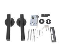 plplaaoo Maniglia per porta Serratura con chiave Manopola grande e solida Pannello addensato Alluminio Ferro Acciaio Serratura interna per camera da letto Nero Set completo per camera da