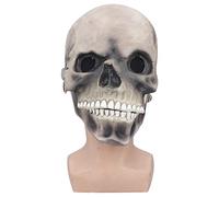 plplaaoo Maschera con teschio spaventoso di Halloween Casco con teschio in lattice a testa intera per adulti Occhi luminosi Design del mento in movimento per la festa di Halloween