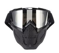 plplaaoo Maschera per Occhiali da Moto, Maschera per Occhiali da Teschio, Maschera Protettiva per Moto Regolabile Staccabile in Spugna per PC per Escursionismo Fuoristrada per Uomo Donna(Nero)
