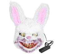 plplaaoo Maschere di coniglio di Halloween Maschera da coniglio illuminata Maschera spaventosa di Halloween Maschera da coniglio di orso coniglio Materiale in PVC e peluche Maschere