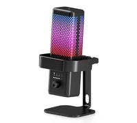 plplaaoo Microfono da gioco USB con illuminazione RGB Riduzione del rumore Modalità cardioide Manopola di guadagno silenzioso rapido Funzione LB per giochi Registrazione video in streaming (Nera)