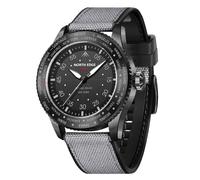 plplaaoo North Edge Mach Pilot Orologio a energia solare per uomini 50m Waterproof Chronograph Night Vision che dura fino a 180 giorni Custodia in acciaio inossidabile in lega TPR cinghia (Nero)