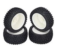 plplaaoo RC Wheel Hub Tires Replacement High Performance Durable Rubber Tires with Plastic Wheel Hubs for 1/10 RC Racing Car White 85mm 4Pcs