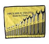 plplaaoo Set di chiavi a cricchetto da 14 pezzi Combinazione di chiavi per ingranaggi metriche a doppio scopo SK31814 Utensili in acciaio al cromo vanadio di grado professionale per
