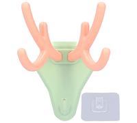plplaaoo Simpatico gancio per corna di cervo multifunzione con corna di cervo, ganci da parete per casa, ufficio, bagno, cucina, camera da letto, dietro la porta, materiale PS di piccole (Verde Rosa)