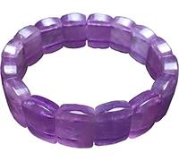 PLQWUJD Braccialetti alla Moda in Vera kunzite Viola Naturale con Perline di Cristallo rettangolari, Bracciale da Donna AAAAA