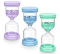 PlsMupn Set di 3 Clessidre Colorate per Bambini, Timer a Sabbia da 3/5/10 Minuti, Clessidra per Lavarsi i Denti, Cucina, Giochi, Ufficio e Time Management