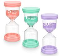 PlsMupn Set di 3 Clessidre Colorate per Bambini, Timer a Sabbia da 5/10/30 Minuti, Clessidra per Lavarsi i Denti, Cucina, Giochi, Ufficio e Time Management