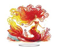 Plstod Diamond Painting Decorazione da Tavolo Sirene Diamond Painting Kit Completo 5D Pittura Diamante Bambina Adulti Diamantini Crystal Art Principesse Ornamento Con Base Decorazione per la casa