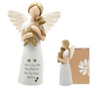 Plstod Statuetta di angelo custode, regalo per il proprietario di cani, in resina dipinta a mano, per amicizia, compleanni, Natale, Ringraziamento