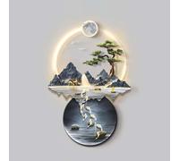 PLSZLL Decorazione murale a LED, sculture da Parete, Quadri Decorativi a LED con Rilievo 3D, paesaggi montani e Acquatici, per Ingresso e corridoio di casa, 002, 90 130 cm